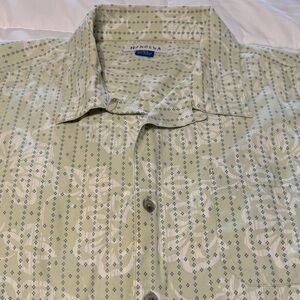 Honolua Surf Co 100% Cotton Green With Floral Underlay Short Sleeve Shirt
